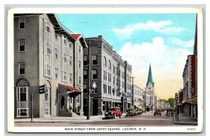 Main Street View From Depot Square Laconia New Hampshire NH WB Postcard H20