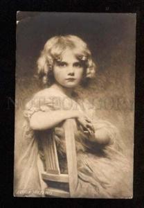 3047815 Portrait Charming Girl on Chair vintage RPPC Dubno