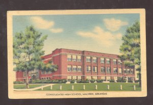 MALVERN ARKANSAS CONSOLIDATED HIGH SCHOOL BUILDING VINTAGE POSTCARD