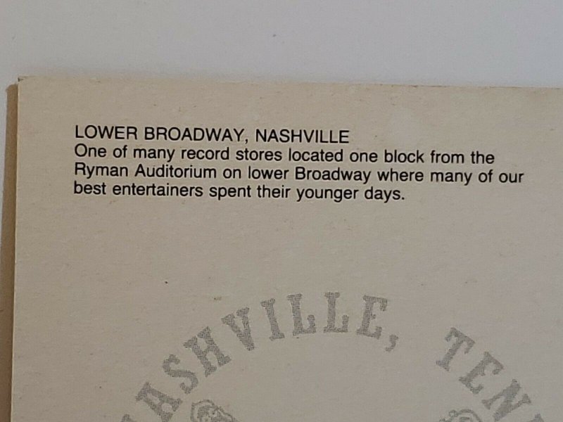 Vintage Postcard Broadway Nashville Music City Neon Night Ernest Tubbs 1988  741