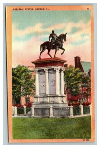 Vintage 1940's Postcard Colleoni Statue Lincoln Park Newark New Jersey