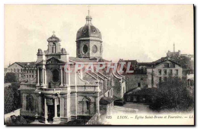 Postcard Old Lyon Fourviere and Saint Bruno Church