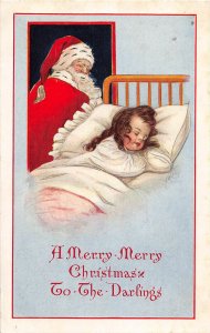J24/ Santa Claus Christmas Postcard c1910 Bedroom Child 133