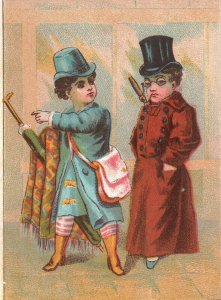 1880s-90s Two Boys Dresses Hats Press Extracts Boston Press Herald Post Globe