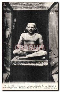 Old Postcard Cairo Museum Statue of Scribe B C Period Egyptian Museum Statue ...