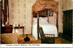 VINTAGE CONTINENTAL SIZE POSTCARD PRESIDENT JACKSON'S BEDROOM AT THE HERMITAGE