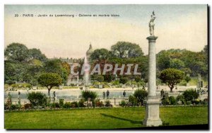 Paris Postcard Old Luxembourg Gardens white marble column