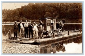 c1910's Coleman Milk Wagon Farm Ferry Boat Horse Workers RPPC Photo Postcard