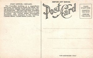 Vintage Postcard Post Office Building Structure Mail Center Chicago Illinois IL