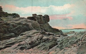 Vintage Postcard 1910's The Profile Twin Rocks Cape Elizabeth Maine ME Hugh C.L.