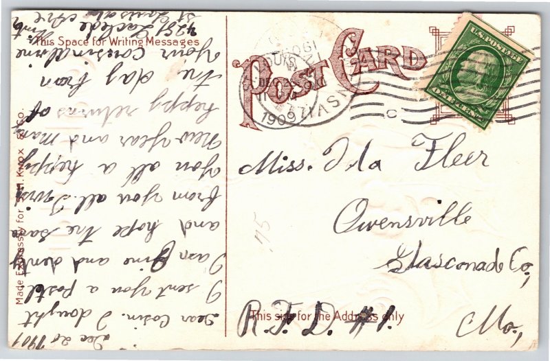 Nash~Holly 1910 Calendar & New Year Greeting~Vintage Postcard