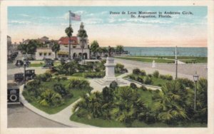 Florida St Augustine Ponce de Leon Monument In Anderson Circle 1928