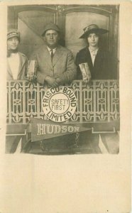 1915 Studio Frisco Railroad Prop Hudson Pennant RPPC Photo Postcard 21-7434