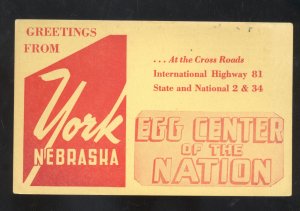 YORK NEBRASKAEGG FARMING CAPITAL OF THE WORLD VINTAGE ADVERTISING POSTCARD