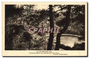 Postcard Old Port Cros Island Var Bells Easter aerial routes on the island bl...