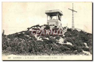 Old Postcard Lourdes Pic du Jer The Observatory and the Cross