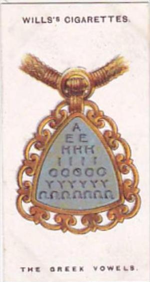 Wills Cigarette Card Lucky Charms No 22 The Seven Greek Vowels