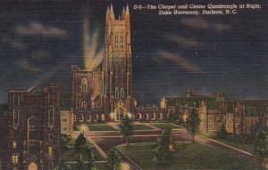 North Carolina Durham The Chapel and Center Quadrangle At Night Duke Universi...