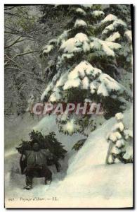 Postcard Old Man Winter landscape luge Schluteur