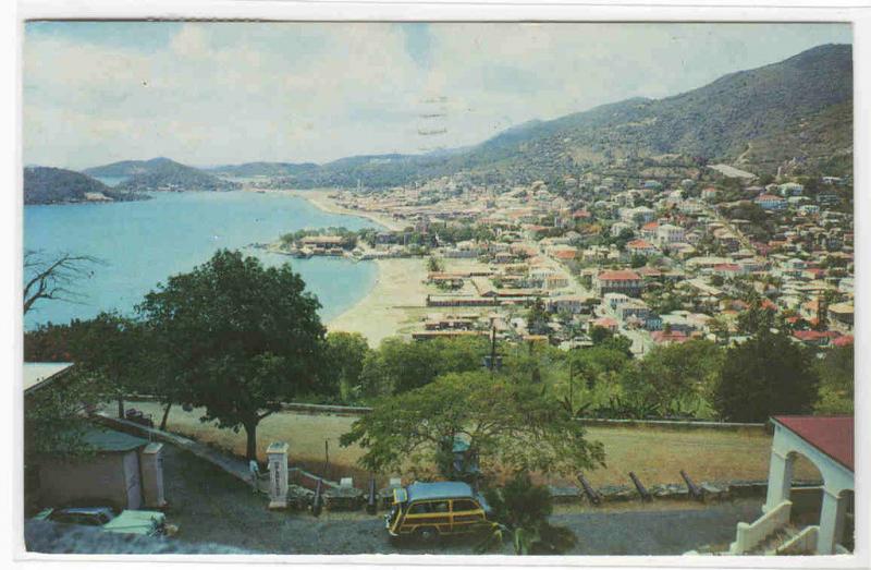 Panorama Charlotte Amalie Cars St Thomas US Virgin Islands 1966 postcard 