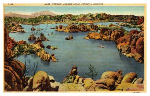 Vintage 1950 Postcard Lake Watson, Granite Dells, Prescott, Arizona