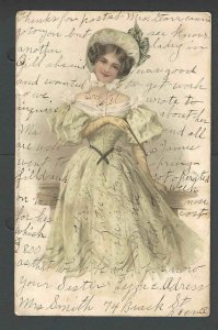 1908 PPC* Beautifully Gowned Woman W/Hat Posted
