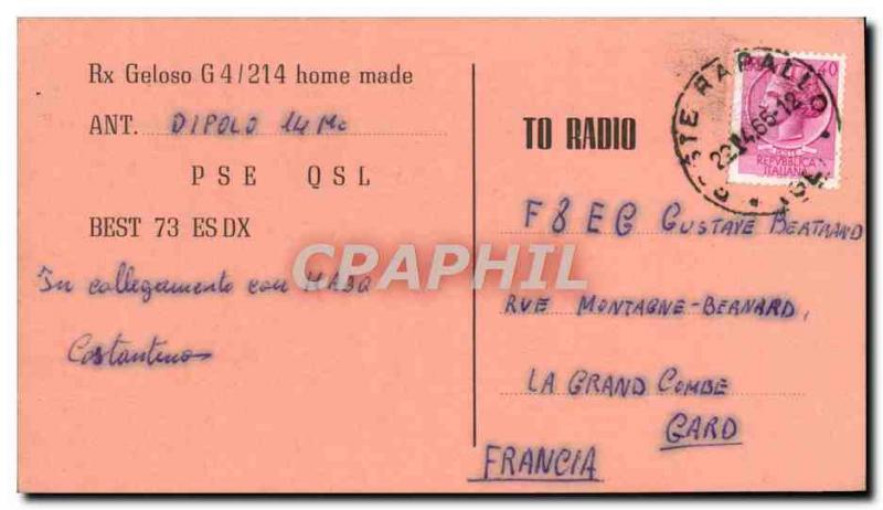 Postcard Old Telegraphie I1 11654 Costantino Canessa Via Macera