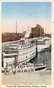 MONTREAL QUEBEC CANADA~VICTORIA PIER HARBOR-STEAMER SHIPS POSTCARD 1932 POSTMARK