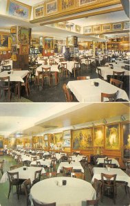 Baltimore Maryland 1950s Postcard Haussner's Restaurant Interior Paintings