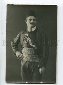 3061013 WRESTLING TURKISH wrestler w/ AWARDS Vintage photo PC