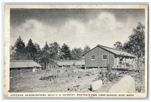 1918 Officers Headquarters 301st US Infantry Ayer Massachusetts MA WW1 Postcard