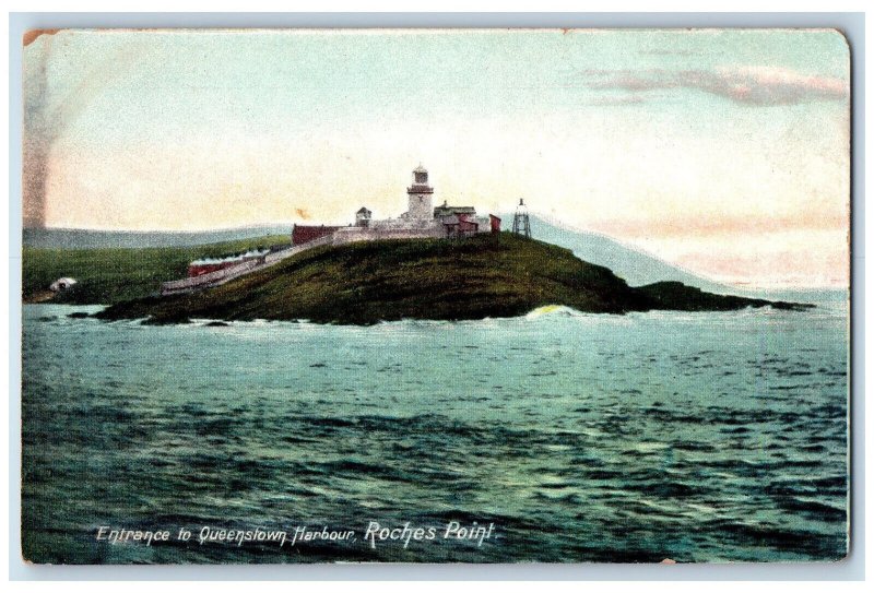 c1910 Entrance to Queenstown Harbour Roches Point Cork Ireland Postcard 