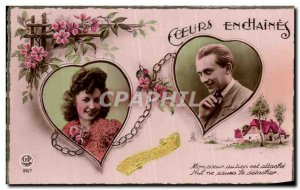 Old Postcard Fantasy Flowers Woman Couple