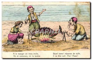 Old Postcard Illustrator To eat you are invited Vi di couscous vic the loubia...