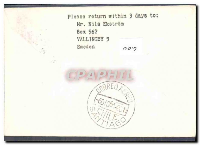 Letter SAS First Flight DC8 Scandinavia Santiago May 12 62