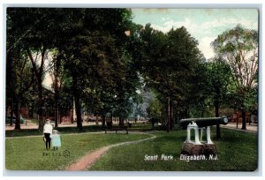 c1905 Scott Park Cannon Elizabeth New Jersey NJ Antique Unposted Postcard