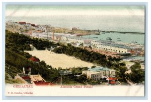 c1910 Bird's Eye View of Alameda Grand Parade, Gibraltar Antique Postcard