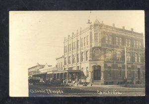 RPPC CONCORDIA KANSAS DOWNTOWN STREET SCENE MASONIC TEMPLE REAL PHOTO POSTCARD