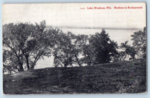 Lake Waubesa Wisconsin WI Postcard Madison Background Trees 1910 Vintage Antique