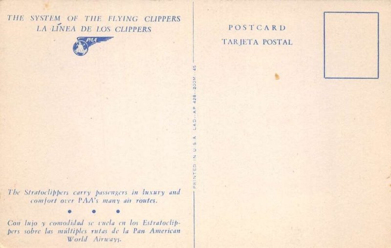 Pan American World Airways PanAm Airplane Vintage Postcard AA104207