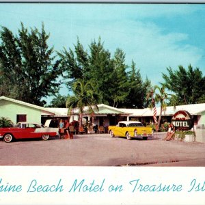 c1950s St Petersburg, FL Sunshine Beach Motel Treasure Island Postcard Chevy A77