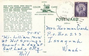 Vintage Postcard; New Bath House, Sunken Gardens Lava Hot Springs ID Bannock Co.