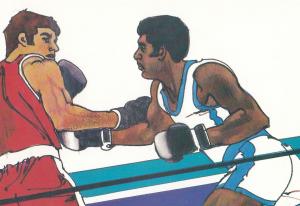 1984 LA Los Angeles Olympic Games Boxing Boxer Stamp Design Postcard