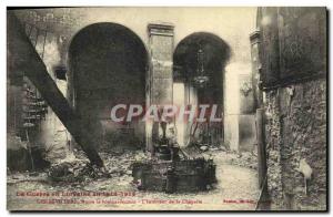 Old Postcard Gerbeviller After the bombing The interior of the chapel Army