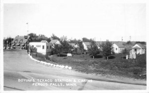 1930s Fergus Falls Minnesota Boyums Texaco Gas Station Cabins RPPC Postcard