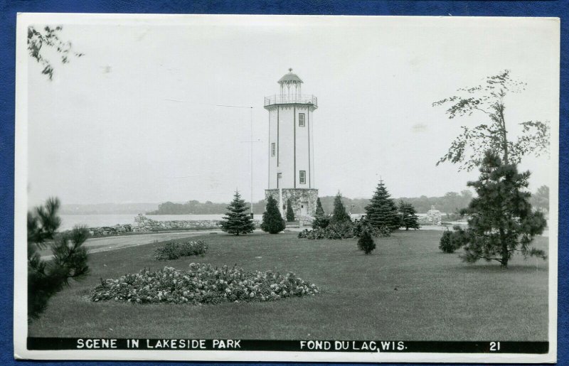 Fond Du Lac Wisconsin wi Lakeside Park Real Photo Postcard RPPC #2