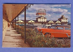 Quebec Bridge, Canada Postcard,Motel Auberge Du Blvd Laurie, 1950's Cars