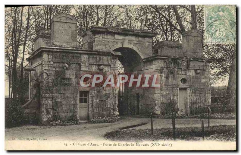 Old Postcard Chateau d & # 39Anet Gate Charles the Bad