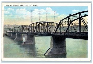 1924 Finlay Bridge Medicine Hat Alberta Canada Vintage Posted Postcard