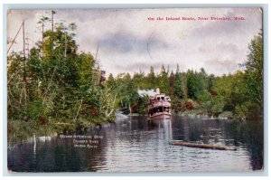 1911 On The Inland Route Ship Near Petoskey Michigan MI Posted People Postcard